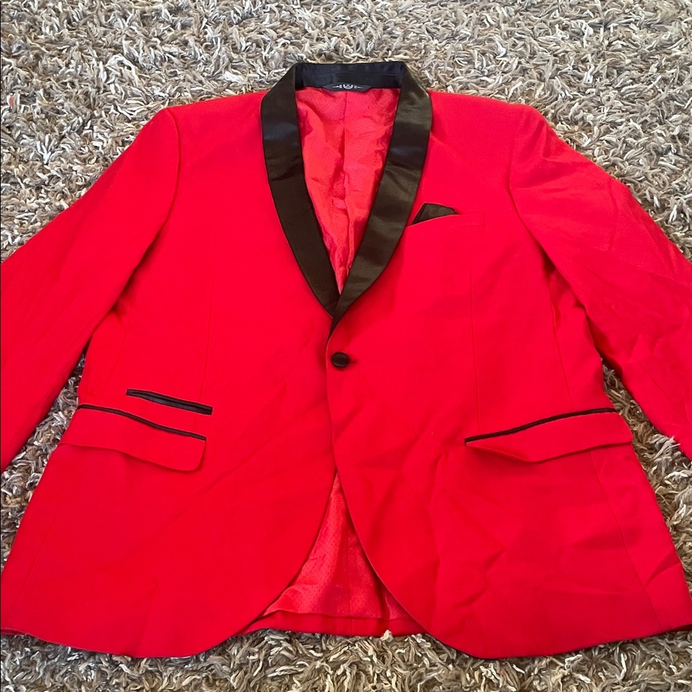 West end Red Blazer tuxedo jacket with Black Trim size 44L 38 W